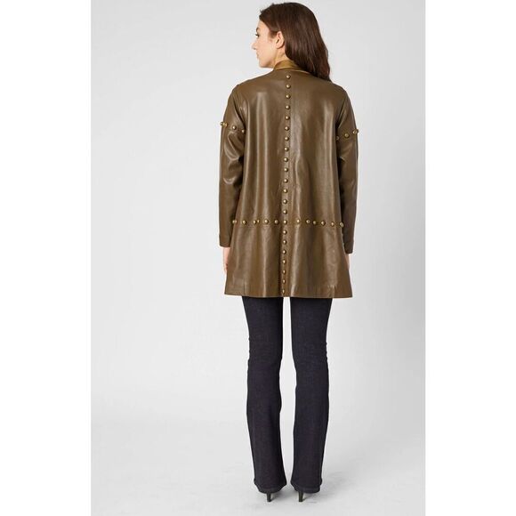 Adrienne Landau Quartz NWT BRASS STUD LEATHER JACKET SIZE Medium - Picture 4 of 9